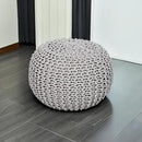 REDEARTH Round Boho Pouf Ottoman - Cable Knitted Cord Boho Pouffe - Stuffed Poof Accent Beanbag Footrest for Living Room - Nursery - Bedroom - Covered Patio - Study Nook (18”x18”x14”) - Gray-S by CozyNest Decor