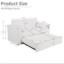 68.11" Corduroy Sleeper Chair Bed with USB Port, Cup Holders & Side Storage Pockets – 3-in-1 Foldable Sofa Bed for Guest Room, Living Room -White by CozyNest Decor