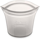Zip Top Reusable Food Storage Bags | Short Cup [Gray] | Silicone Meal Prep Container | Microwave, Dishwasher and Freezer Safe | Made in the USA by TinyTreasures Baby Boutique