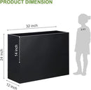 Metal Rectangular Planter Box Tall Planters for Outdoor Plants Modern Heavy Duty with Drainage Holes for Outside Indoor Patio Deck - Black, 32”x 12”x 24” by CozyNest Decor