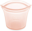 Zip Top Reusable Food Storage Bags | Short Cup [Peach] | Silicone Meal Prep Container | Microwave, Dishwasher and Freezer Safe | Made in the USA by TinyTreasures Baby Boutique