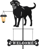 BAYN Solar Labrador Silhouette Dog Breed Welcome Sign with a Lantern Outdoor Decorative Garden Stakes for Yard, Lawn, Patio, Pathway by CozyNest Decor