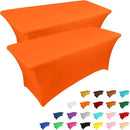 IVAPUPU 2 Pack 6FT Table Cloth for Rectangular Fitted Events Stretch Orange Table Covers Washable Spandex Tablecloth Protector for Party, Wedding, Cocktail, Banquet, Festival by CozyNest Decor
