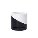 D'vine Dev 3.5 Inch Ceramic Planter Pot with Drainage Hole and Saucer, Indoor Cylinder Round Planter Pot, Oblique Monochrome Black and White, 94-O-A-K by GreenHaven Gardens