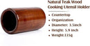 9 Piece Natural Teak Wooden Kitchen Utensil Set with Spoon Rest - Comfort Grip Cooking Spoons and Utensils Holder by CozyNest Decor