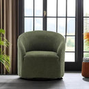 KINWELL 32" Wide Modern Boucle Swivel Barrel Chair, No Assembly Round Upholstered Swivel Accent Armchair for Living Room, Bedroom, Office (Green) by CozyNest Decor