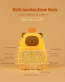 Capybara Alarm Clock with Night Light for Kids, Cute Toddler Alarm Clocks for Bedrooms Ok to Wake Clocks for Girls and Boys, Rechargeable Silicone Animal Tabletop Lamp for Kid by TinyTreasures Baby Boutique