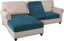 PrinceDeco Sectional Couch Covers 3 Pieces Velvet Sofa Covers L Shape Soft Couch Covers for Sectional Sofa Corner Sofa Cover Couch Cover for Dogs Washable (2 Seater + 1 Chaise,Deep Teal) by CozyNest Decor