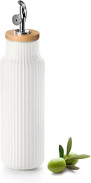 Nucookery Ceramic Olive Oil Dispenser Bottle for Kitchen, 14 oz Opaque Vinegar Dispenser Bottle, Large Capacity Cooking Oil Container for Storage Vinegar, Soy Sauce, Coffee Syrup, White by CozyNest Decor