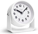 Analog Alarm Clock, Silent Non-Ticking Quartz Movement, Battery-Operated with Snooze & On-Demand Light, Easy to Set Gentle Wake Bedside Desk Clock, Ideal for Home, Travel, Office (White) by CozyNest Decor