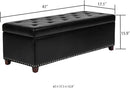Joveco 47 Inch Storage Ottoman Bench,Tufted Leather Storage Bench with Nailhead Trim for Bedroom (47”,Black) by CozyNest Decor