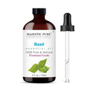 Majestic Pure Basil Essential Oil with Glass Dropper - Huge 4 Fl Oz - 100% Pure and Natural Basil Oil - Premium Grade Essential Oils for Diffuser, Aromatherapy, Soap and Candle Making by CozyNest Decor