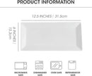 12" Serving Platters Set of 4, White Rectangular Plates, Ceramic Serving Tray, Stackable Large Party Plates for Appetizer, Dessert, Steak, Sushi, Housewarming, Oven Dishwasher Safe by CozyNest Decor