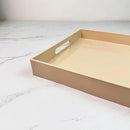 Beige Decorative Tray, Rectangular Large Serving Tray with Handles, Plastic Coffee Table Tray for Ottoman, Living Room, Kitchen Tabletop, 15.7” x 11.8” x1.6” by CozyNest Decor