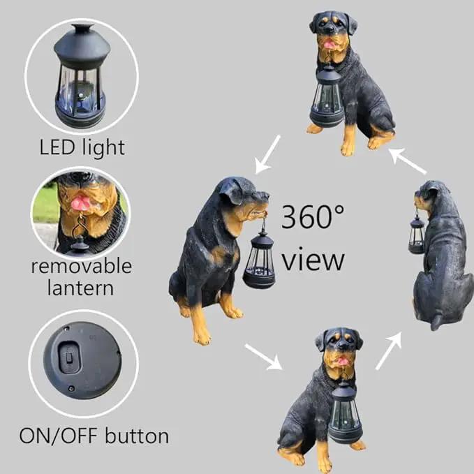 Garden Statues Dog Solar Hanging Light, Courtyard Resin Simulated Handicraft Dog Statue Ornament, Garden Yard Entrance Decoration., photo 4 of 7