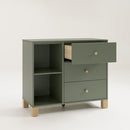 Storkcraft California 3 Drawer Combo Dresser (Olive with Driftwood) – GREENGUARD Gold Certified, Interlocking Drawer System, Pre-Installed Drawer Tracks for Easier Assembly, Spacious Cabinet by TinyTreasures Baby Boutique