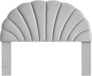 24KF Stunning Crown Design Queen Headboard, Upholstered Soft Velvet Petal Pattern Headboard Queen/Full-Q-Gray by CozyNest Decor