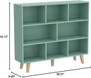 IOTXY Wooden Open Shelf Bookcase - 3-Tier Floor Standing Display Cabinet Rack with Legs, 8 Cubes Bookshelf, Tiffany-Green by CozyNest Decor
