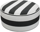 Inflatable Outdoor Ottoman with Air Pump,20"x9" Portable Patio Pouf,Water Resistant,Fade-Resistant,Round Blow Up Footrest Stools for Home Garden Camping Travel(Black White)