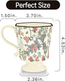 360ml -12.17oz Painted Floral & Bird Ceramic Mug - Cute Coffee Cup for Latte, Espresso - Gift for Women, Dishwasher Safe by CozyNest Decor
