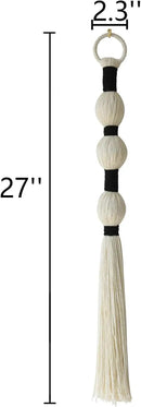 Macrame Wall Hanging Boho Wall Decor Small Sphericity Cotton Textile Tassel Hanging Fiber Yarn Art for Living Room Bedroom 27'' L x 2.3'' W by CozyNest Decor