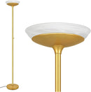 BoostArea Torchiere Floor Lamp, 24W Super Bright LED Standing Lamp, 3000K Stepless Dimmable Pole Lamp with Rotary Switch, 70 Inch Tall Metal Modern Floor Lamps for Living Room/Bedroom/Office/Den, Gold by CozyNest Decor