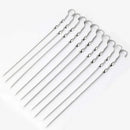 Antallcky 12 Pack Kabob Skewers BBQ Barbecue Skewers Stainless Steel Sticks Heavy Duty Large Wide Reusable with Nonslip Ring Handle Ideal for Shish Kebab Chicken Shrimp and Vegetables (22 inch) by GreenHaven Gardens