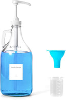 Glass Laundry Detergent Dispenser with Pump, 64OZ Liquid Laundry Soap Dispenser, Fabric Softener Dispenser Bottle for Laundry Room Organization and Storage, 1 Pack by CozyNest Decor