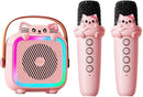 Karaoke Machine with 2 Wireless Microphones for Kids Adults,Portable Bluetooth Speaker Girls Toddlers Toy Gift for Aged 3-12 Year Birthday Parties Christmas Party - Pink by TinyTreasures Baby Boutique