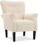 BELLEZE Modern Accent Chair, High Back Armchair, Upholstered Wingback Side Chair, Padded Single Sofa with Wooden Legs for Living Room, Bedroom - Beige by CozyNest Decor