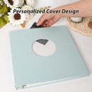 RECUTMS Photo Album Self Adhesive with Round Window 4x6 5x7 6x8 8x10 Magnetic Scrapbook with 40 Pages Leather Cover DIY Photo Album with Metallic Pen and Scraping Plate (Sky Blue) by TinyTreasures Baby Boutique