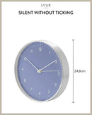 LUUK LIFESTYLE Minimalist Wall Clock with Silent Movement, no Ticking, Modern Design, Kitchen Clock, Decoration and Gift idea, in Blue and Silver by CozyNest Decor