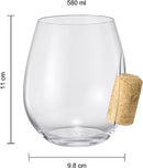 Corked Stemless Wine Glasses | Set of 2 (19.6 OZ)