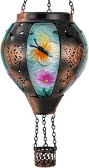 DREAMSOUL Butterfly Hot Air Balloon Solar Lantern, Glass & Metal Outdoor Lantern Hanging Solar Lanterns Outdoor Waterproof for Garden Patio Party by GreenHaven Gardens