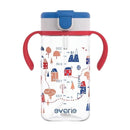 Evorie Tritan Spill Proof Toddler Straw Sippy Cup, 10 oz for Baby and Toddlers 1-3 Years Old, No Spill Straw Water Bottle with Removable Handles, Ideal for School, BPA-Free, Happy Valley by TinyTreasures Baby Boutique