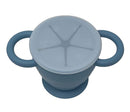 BraveJusticeKidsCo | Snack Attack II Snack Cup | Collapsible Silicone Snack Container | Toddler and Baby Snack Catcher Lid (Blue Steel) by TinyTreasures Baby Boutique