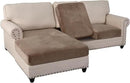 PrinceDeco Sectional Couch Covers 3 Pieces Velvet Sofa Covers L Shape Soft Couch Covers for Sectional Sofa Corner Sofa Cover Couch Cover for Dogs Washable (2 Seater + 1 Chaise,Taupe) by CozyNest Decor