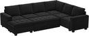 Belffin Modular Sectional Sleeper Sofa with Pull Out Bed U Shaped Sectional Sofa Couch with Storage Ottoman Velvet Covertible 7-Seater Sofa for Living Room Black by CozyNest Decor