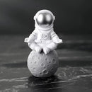 4 Pcs Silver White Astronaut Statues Set, Spaceman Sculpture Figurines Home Ornament Cake Toppers Gift by CozyNest Decor