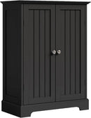 ChooChoo Bathroom Floor Cabinet, Modern Bathroom Storage Cabinet with 2 Doors and Adjustable Shelves, Freestanding Cupboard for Living Room, Black by CozyNest Decor