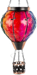 Hot Air Balloon Solar Lantern with Flame Flickering Light LED Glass Hanging Solar Lanterns Outdoor Waterproof Garden Light for Patio Tree Porch Yard Decor Mother’s Day Gift for Women Mom by GreenHaven Gardens