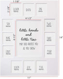 Rustic Red Door Co. Baby's First Year Picture Mat - Barnwood Frame - Little Hands and Little Toes Photo Collage - 13 Picture Slots - Newborn to One Year Birthday - Watch Your Baby Grow (White Mat) by TinyTreasures Baby Boutique