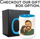 Personalized Coffee Mug, Custom Drawing Portrait Gift, Funny Customized Coffee Gift for Men & Women, Custom Mugs with Pictures, Light Blue 15oz Father's Day Mug by TinyTreasures Baby Boutique