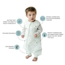 Tealbee Dreamsuit: Toddler Sleep Sack with Feet 3T 4T - 1.5 TOG Winter Baby Wearable Blanket for Walkers - Rayon made from Bamboo, Organic Cotton Sleep Bag - Seashell by TinyTreasures Baby Boutique