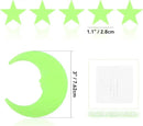 100 Stars and 1 Moon Glow in The Dark Luminous Fluorescent 3D Plastic Glow Stars Moon for Ceiling, Glowing Wall Stickers Create a Realistic Starry Sky, Room Decorations (Green) by CozyNest Decor