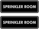 Signs ByLITA Standard Sprinkler Room Sign (Black/Silver) - Medium 2 Pack by GreenHaven Gardens
