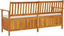 vidaXL Solid Acacia Wood Storage Bench with Cushion- Brown & Cream White, Indoor-Outdoor Versatile Bench with Ample Storage, Comfortable Padded Cushion Included by CozyNest Decor