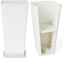 LA JOLIE MUSE 26 inch White Tall Planters for Outdoor Plants,Set of 2 Large Planters for Indoor Plants,V Shaped Tree Planters for Front Door, 26'' White With Tray by GreenHaven Gardens