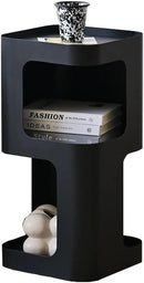 Modern Side Table,Small end Table for Small Spaces,Metal nightstand with Storage Shelf,Space-Saving Bedside Table Accent Table Drink Tables for Living Room,Bedroom.No Assembly Required by CozyNest Decor