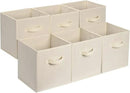 Amazon Basics Collapsible Fabric Storage Cube Bins Organizer with Handles, Sturdy, Beige, 13-x-13-x-13-inch, Pack of 6 by CozyNest Decor